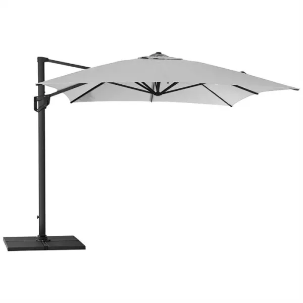 Cane-Line Hyde Luxe parasoll inkl. fot - 3x4 m - Aluminium med lysegrå duk