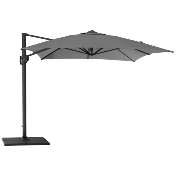 Cane-Line Hyde Luxe parasoll inkl. fot - 3x4 m. - Aluminium med antrasittfarget duk