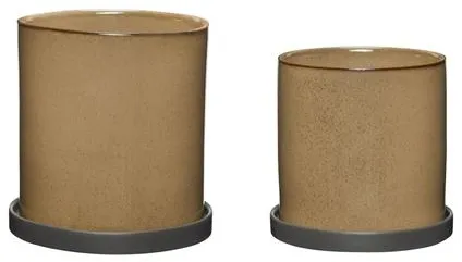 Hübsch Era Krukke Beige sett med 2