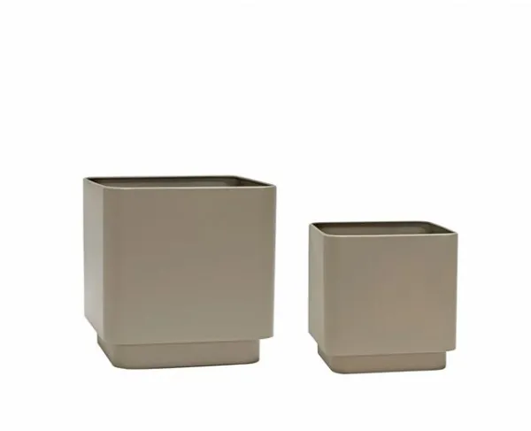 Hübsch Cube Potte Sett 2 Brun