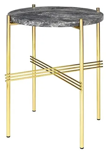 GUBI TS Rundt sidebord Ø40 Messing/Grå Emperador marmor