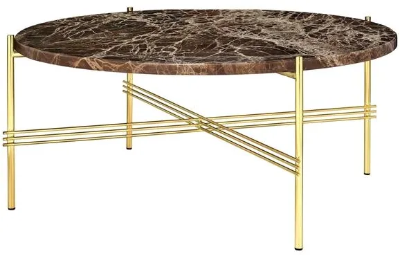 GUBI TS Rundt Sofabord Ø80 Messing/Brun Emperador Marmor