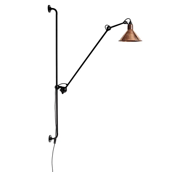 Lampe Gras N214 Vegglampe Matt Svart/Rå Kobber